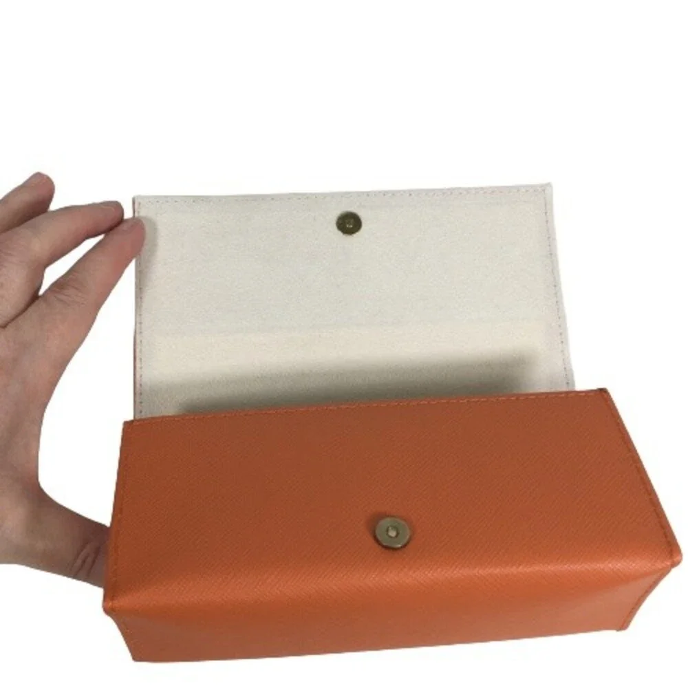 TORY BURCH Eyeglass Case Glasses Sunglasses Orange Gold Logo Holder FALL COLOR